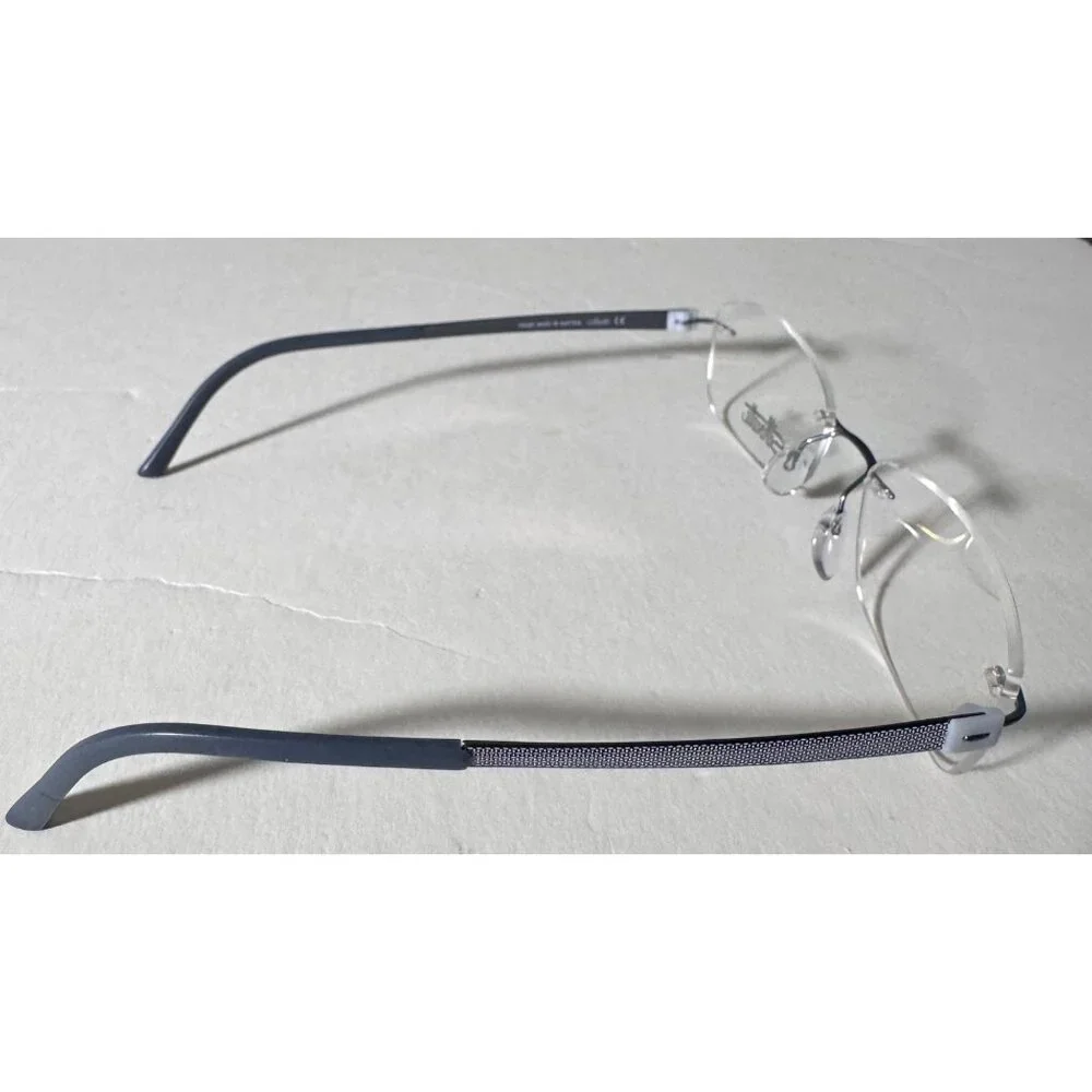 Silhouette Rimless Eyeglasses Frames Only Blue Arms 4496 40 52-17 130 5452 6059